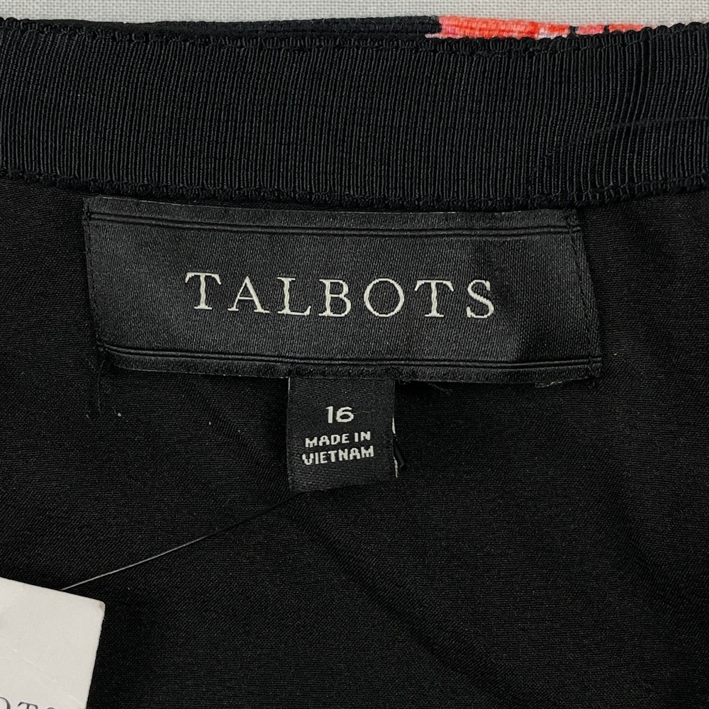 Talbots Womens 16 16W Black Pink Floral Canvas‎ Pencil Skirt Wedding Guest Work - Picture 3 of 11